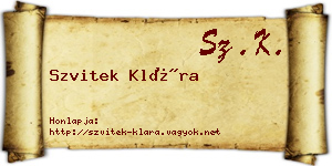 Szvitek Klára névjegykártya